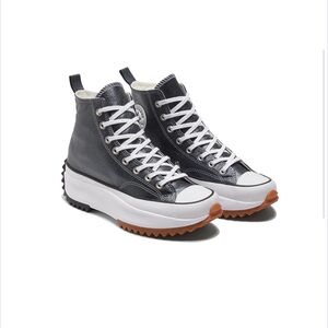 Converse Run Star Hike Metallic Black Classic High Tops Sneakers size 7.5